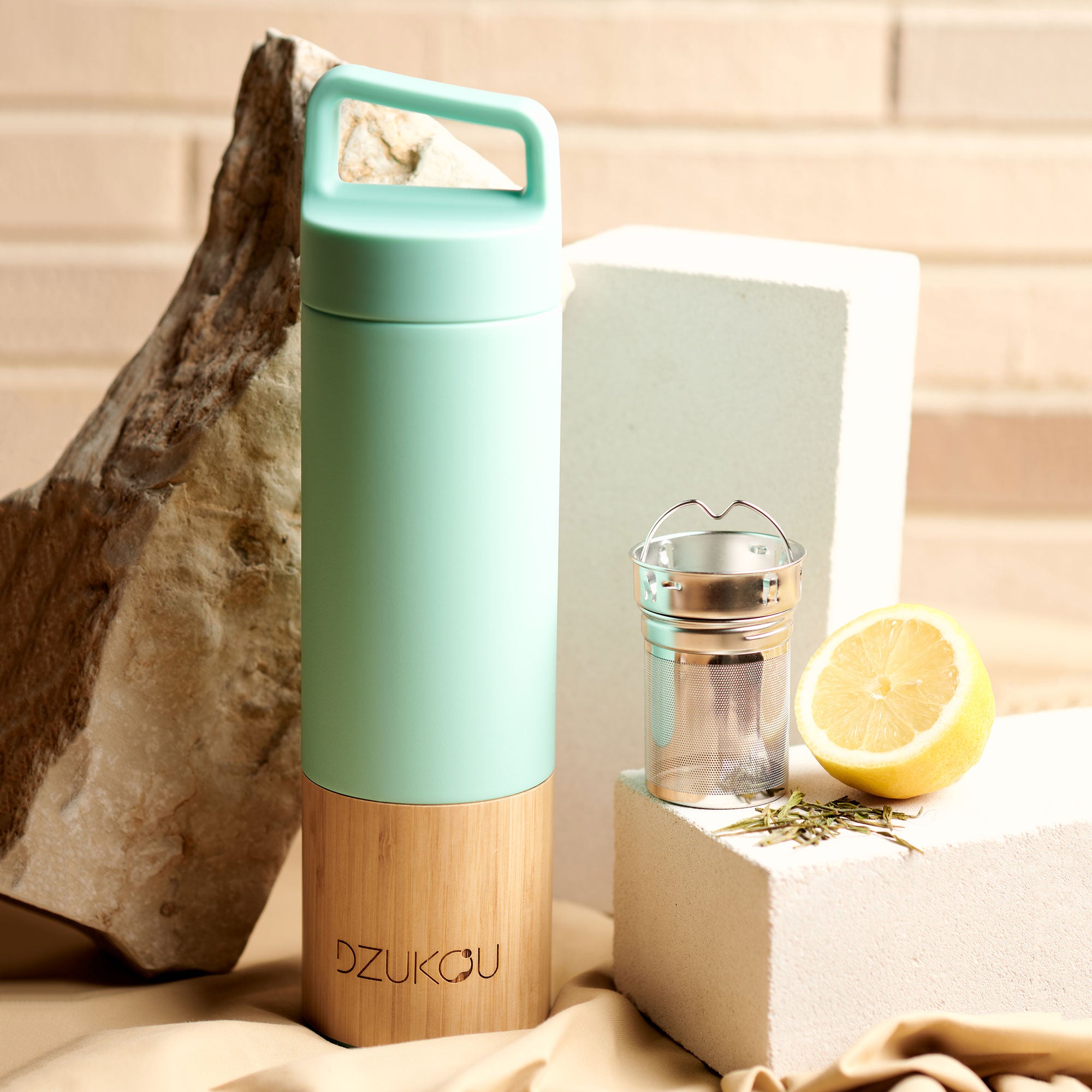 Dzukou Bamboo & Steel Thermos Bottle with Tea Infuser – 530 ml