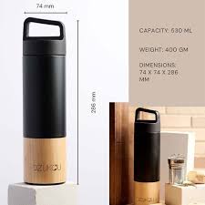 Dzukou Bamboo & Steel Thermos Bottle with Tea Infuser – 530 ml