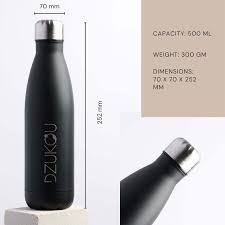 Dzukou Mechuka Matte Black Thermos Bottle – 500 ml